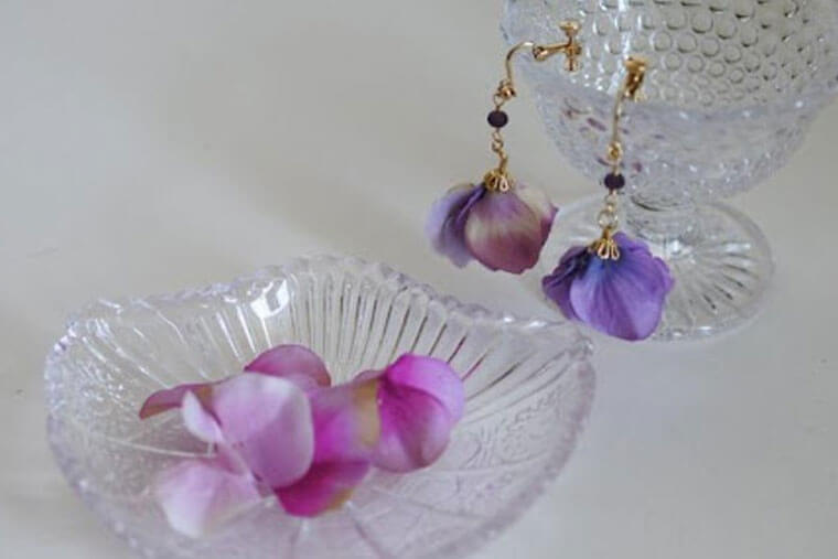 造花の紫陽花のイヤリングの作り方