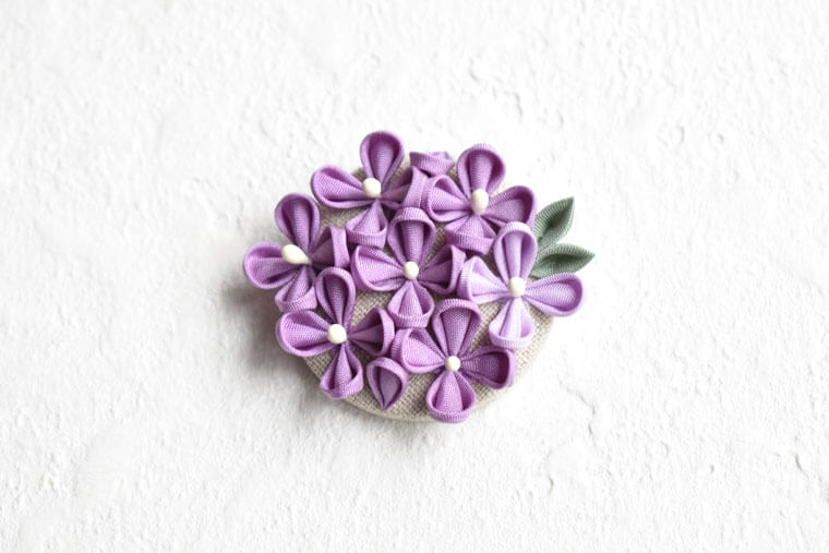 つまみ細工　紫陽花
