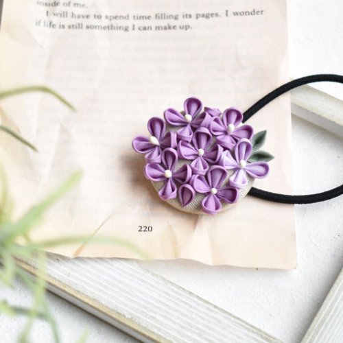 つまみ細工で作る紫陽花のヘアゴムの作り方 Craftie Style